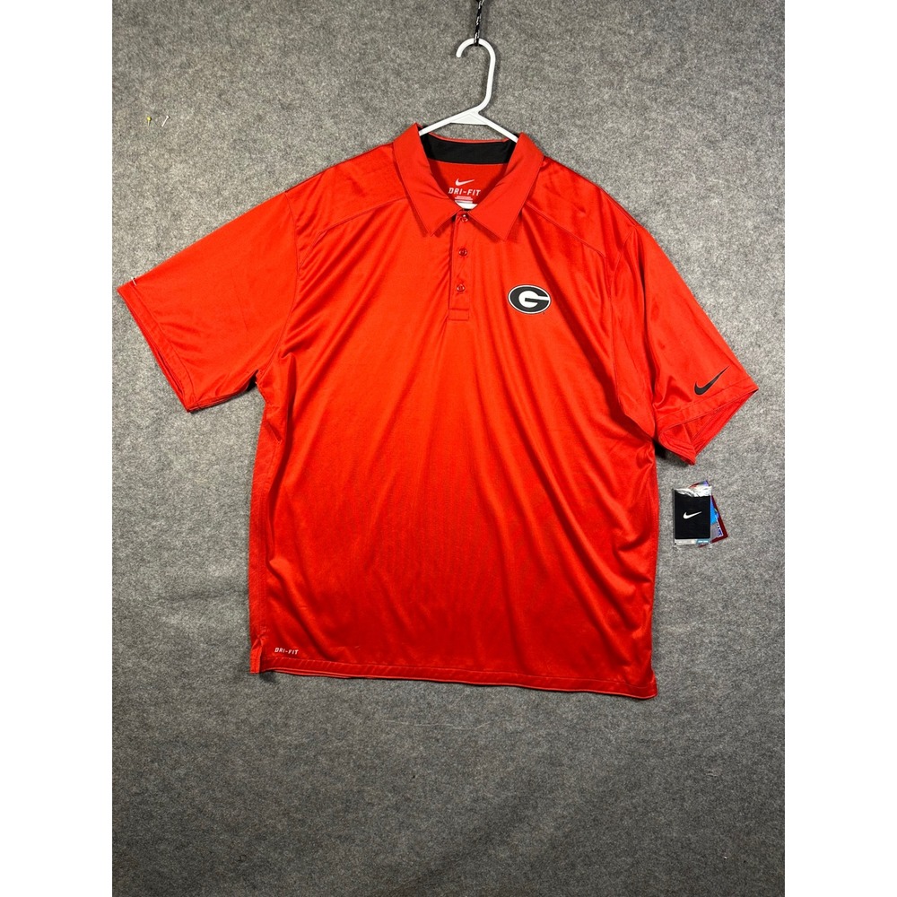 NWT Nike Georgia Bulldogs Dri-FIT Coaches Polo Mens XXL Red Short‎ Sleeve